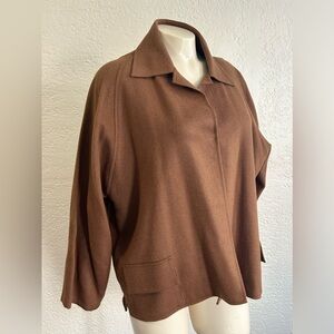 Shamask brown open front thin mohair / wool blazer sz 1